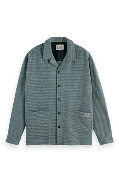 Scotch & Soda Textured Cotton Overshirt In Amsterdam Green
