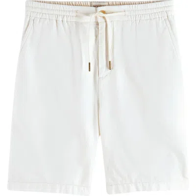 Scotch & Soda Tie Waist Cotton & Linen Shorts In White Traditional