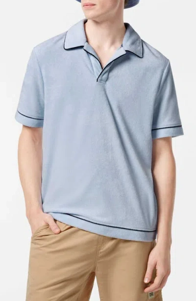 Scotch & Soda Towelling Cotton Terry Polo In Light Shirting Blue
