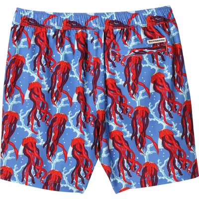 Scotch & Soda Under The Sea Swim Trunks In Pro Blue