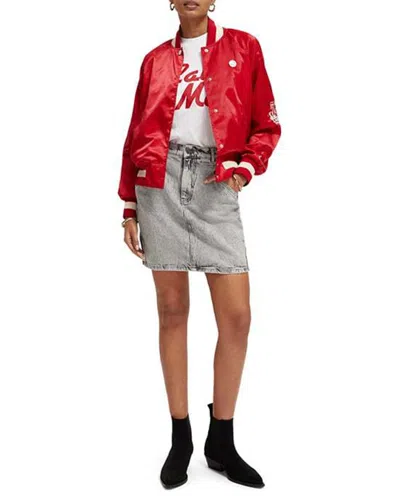 Scotch & Soda Varsity Bomber Jacket In Red