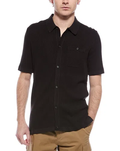 Scotch & Soda Waffle Knit Shirt In Black