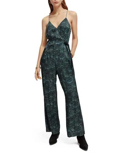 Scotch & Soda Waisted Belt Detail Jumpsuit In Green