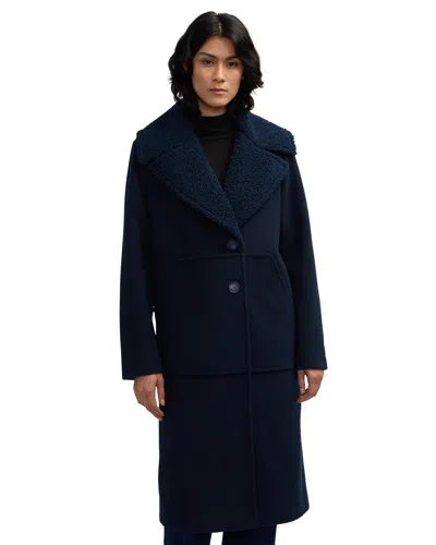 Scotch & Soda Women's Alida Wool Overcoat With Detachable Sherpa Collar In Multi