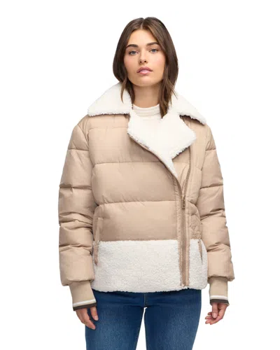 Scotch & Soda Women's Anika Short Boxy Puffer With Stand Collar In Brown