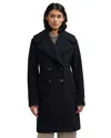 Scotch & Soda Women's Runa Double Breasted Double Face Wool Peacoat With Sherpa Collar In Black