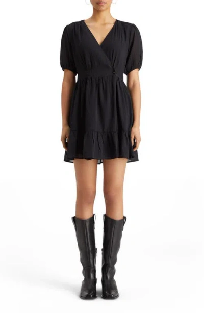 Scotch & Soda Wrap Front Minidress In Evening Black