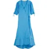 Scotch & Soda Wrap Midi Dress In Aqua Blue