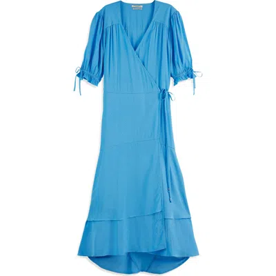 Scotch & Soda Wrap Midi Dress In Aqua Blue