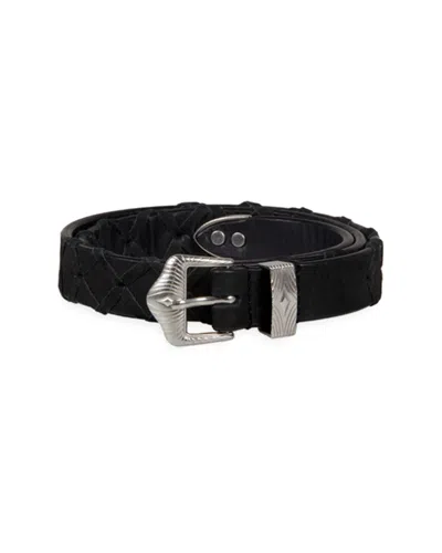 Scotch & Soda Xxx Braided Leather Belt In Black