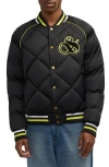 Scotch & Soda Yrachie Water Repellent Quilted Varsity Jacket In Black