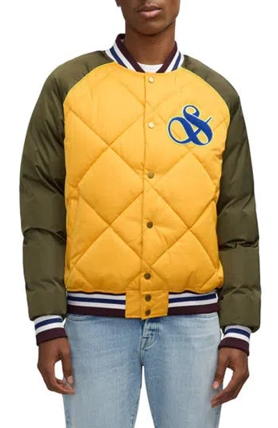 Scotch & Soda Men's Yrachie Color Block Quilted Varsity Bomber Jacket In Yellow Cab