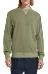 Scotch & Soda Cotton Blend Garment Dyed Regular Fit Crewneck Sweatshirt In 115-army