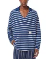 Scotch & Soda V Neck Terry Loop Sweatshirt In Atlantic Blue Stripe