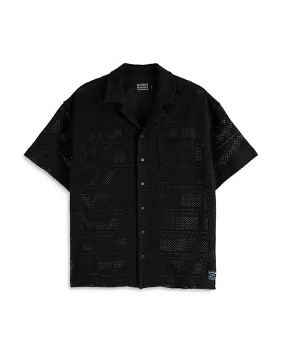 SCOTCH & SODA SHORT SLEEVE CROCHET CAMP SHIRT