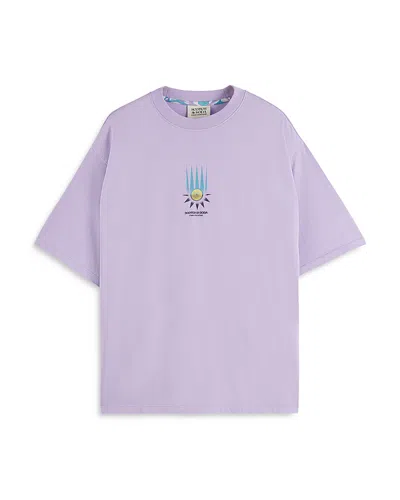 Scotch & Soda Short Sleeve Graphic Tee In Bright Lavender