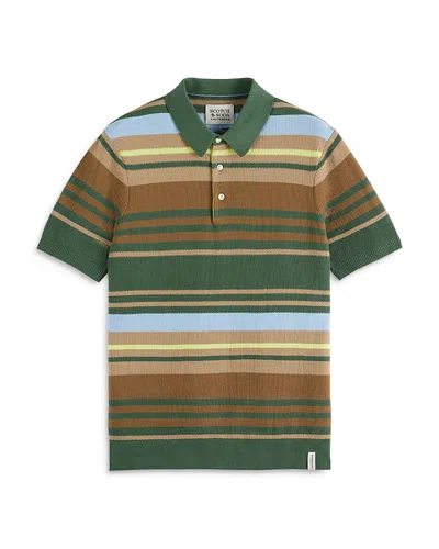 Scotch & Soda Short Sleeve Polo Sweater In Sage