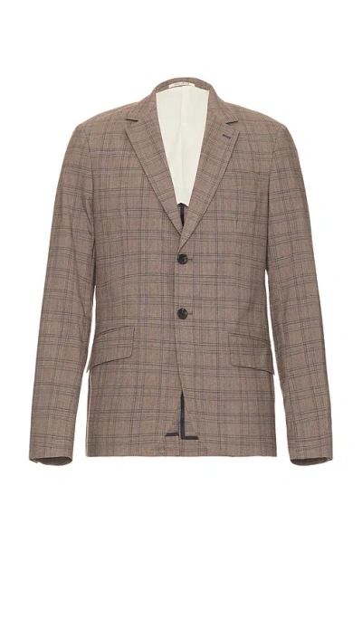 Scotch & Soda Single Breasted Blazer In Brown Ecru Check