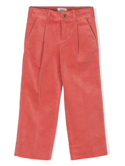 Scotch & Soda Kids' Straight-leg Trousers In Pink