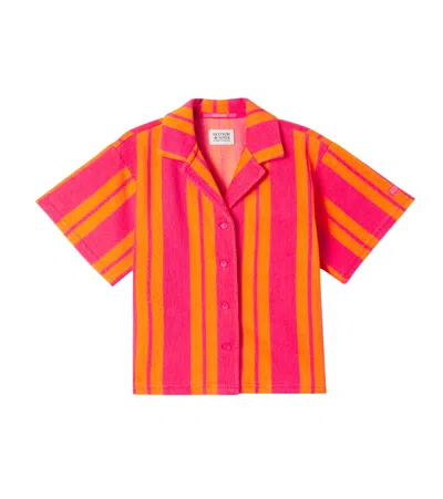 Scotch & Soda Kids' Striped Cotton-blend Terry Shirt In Pink