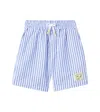 Scotch & Soda Striped Cotton Seersucker Shorts In Medium Blue
