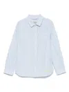 Scotch & Soda Kids' Stripe Linen & Cotton Button-up Shirt In Blue
