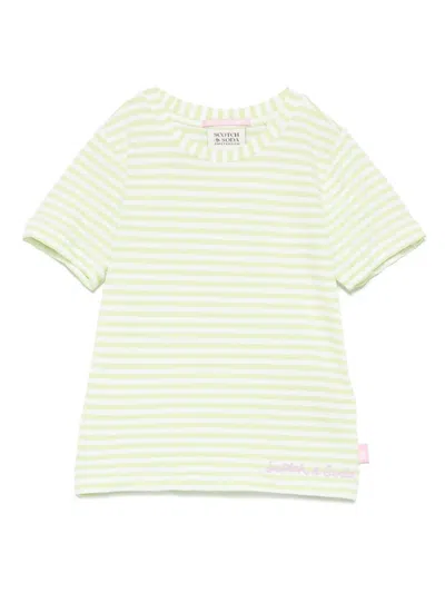 Scotch & Soda Kids' Striped T-shirt In Green