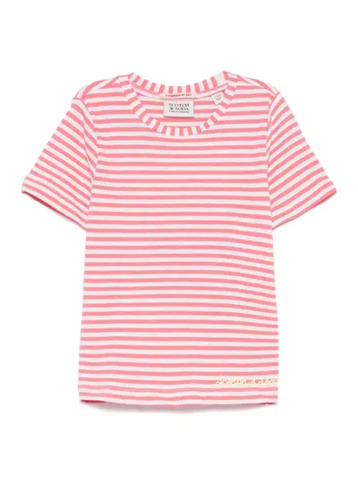 Scotch & Soda Kids' Striped T-shirt In Pink