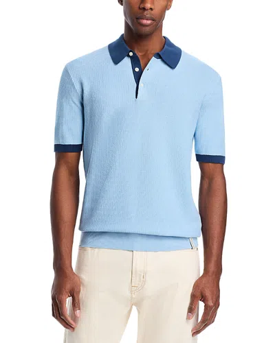 Scotch & Soda Structured Polo Sweater In Spring Blue