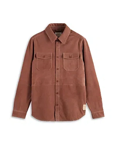 Scotch & Soda Suede Long Sleeve Button Front Shirt In Drift