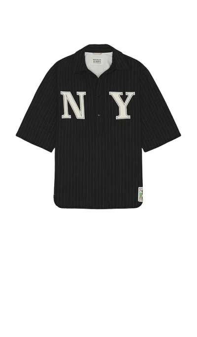 Scotch & Soda Tailored Pinstriped Baseball Shirt In Dark Grey Melange Pinstripe