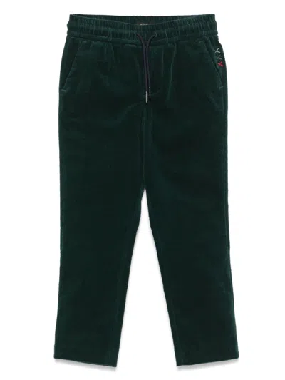 Scotch & Soda Kids' Tapered Corduroy Chinos In Green