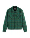 Scotch & Soda Teddy Lined Checked Overshirt In Green Check