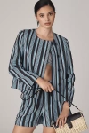 Scotch & Soda Textured Stripe Blazer Jacket In Blue