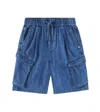 Scotch & Soda The Pitch Loose Denim Cargo Shorts In Blue