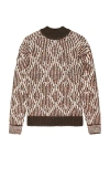 Scotch & Soda Turtle Neck Jacquard Sweater In Brown Melange