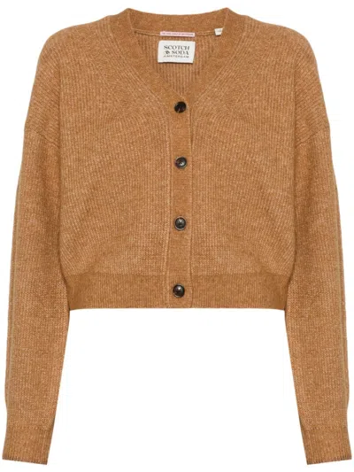 Scotch & Soda V-neck Cardigan In Brown