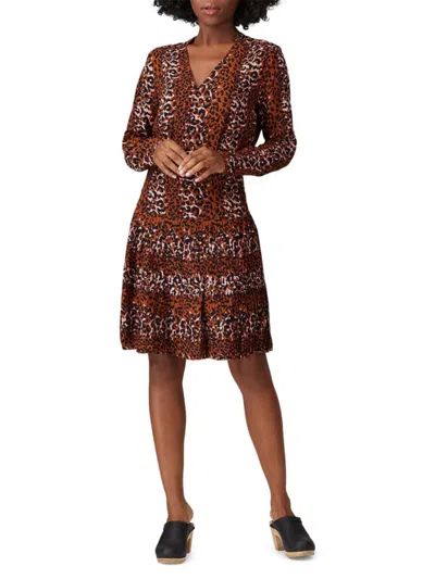 Scotch & Soda Women's Animal Print Drop Waist Dress In Brown