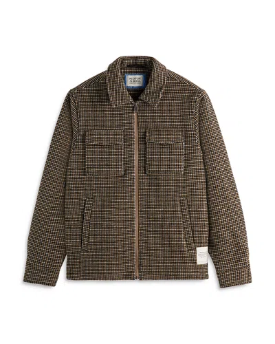 Scotch & Soda Wool Blend Regular Fit Jacket In Black Spring Blue Check