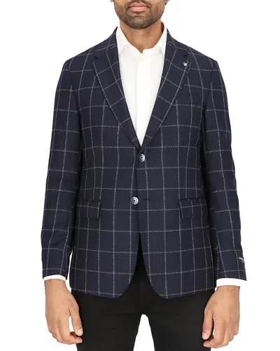 Scotch & Soda Wool Sportcoat In Navy Grey Windowpane