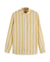 Scotch & Soda Yarn Dyed Striped Regular Fit Shirt In Yellow Sun