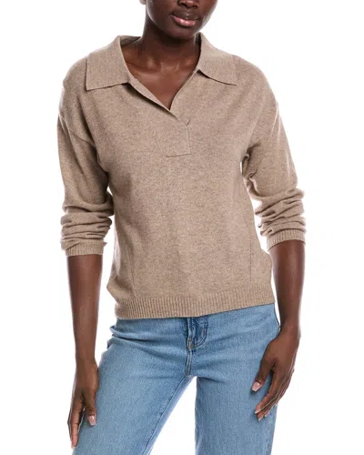 Scott & Scott London Cashmere Polo Sweater In Brown