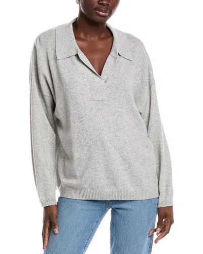 Scott & Scott London Cashmere Polo Sweater In Gray