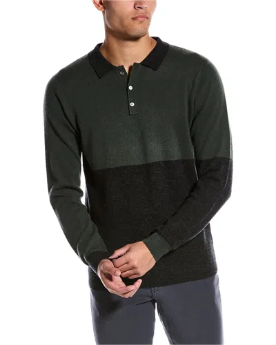 Scott & Scott London Colorblocked Wool & Cashmere-blend Polo Shirt In Green