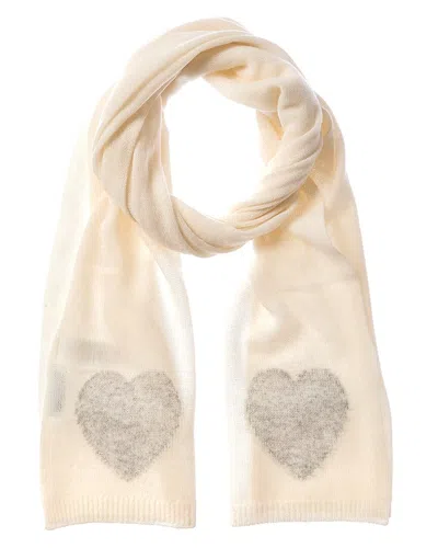 Scott & Scott London Intarsia Heart Cashmere Scarf In White