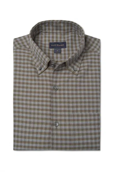 Scott Barber 30's Melange Herringbone Gingham In Olive In Green