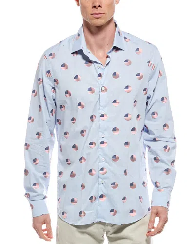 Scott Barber American Flag Dot Shirt In Blue