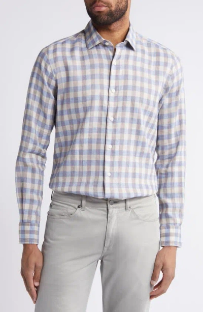 Scott Barber Bold Gingham Linen Twill Button-up Shirt In Dusk