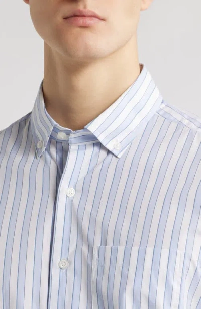 Scott Barber Bold Stripe Cotton Sateen Button-down Shirt In Sky
