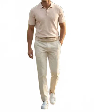 Scott Barber Boucle Solid Polo Shirt In Flax In Multi